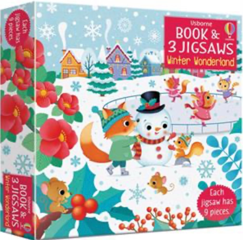 Winter Wonderland Book and 3 Jigsaw Puzzles Freckled Firefly Unique