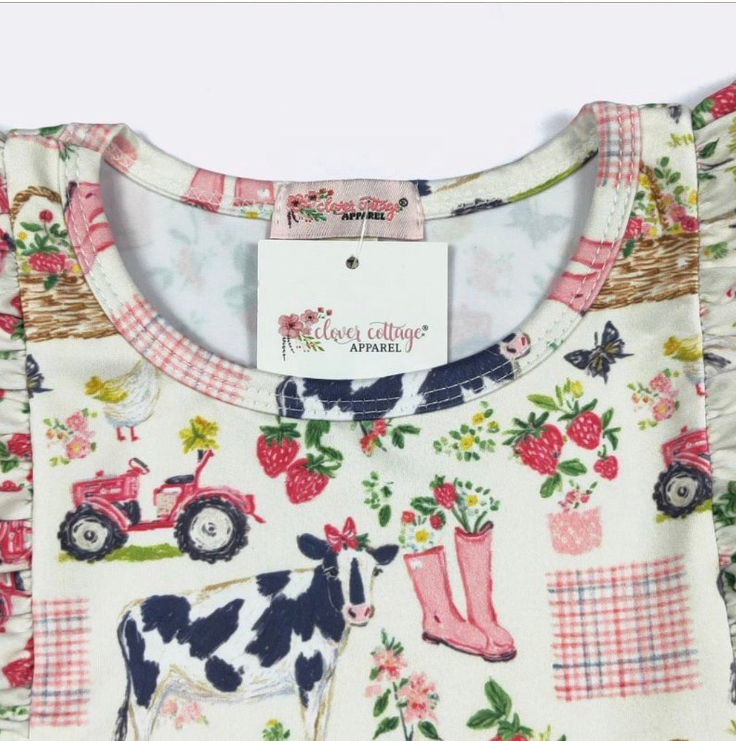 Strawberry Farm Girl flutter sleeve dress