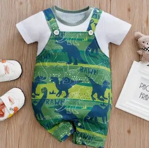 Comic Dinosaur short sleeve Romper