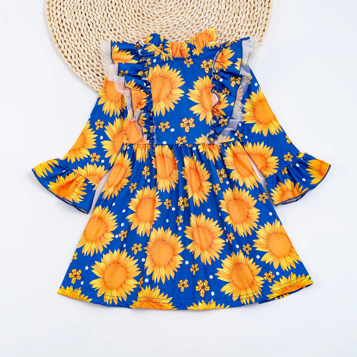 Sunny Blooms Long Sleeve Bell Sleeve Dress