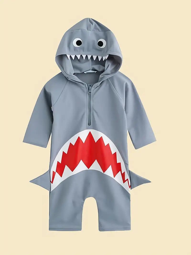 Shark Attack Long Sleeve Rashguard Boy's Swimsuit