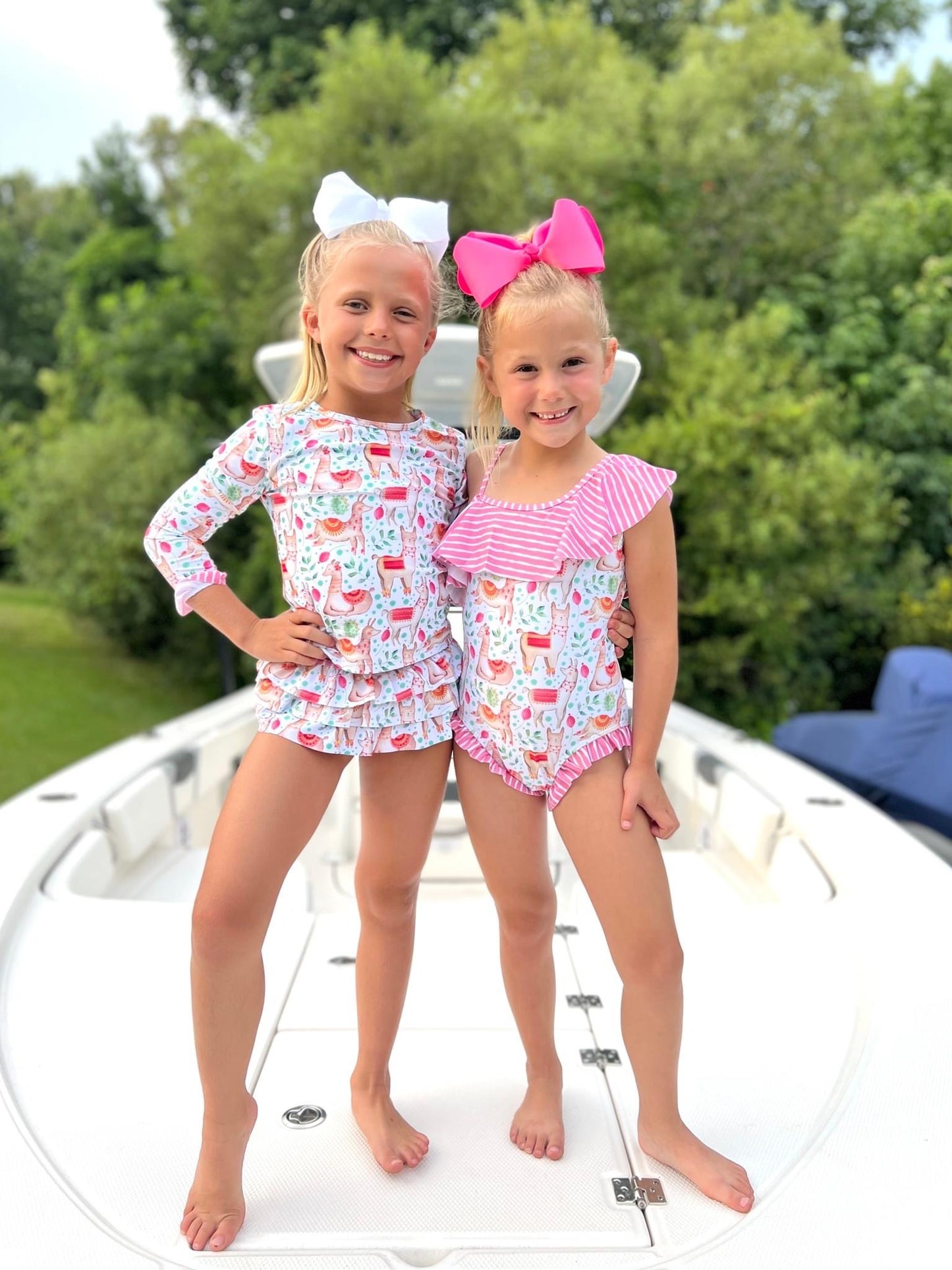 So So Sweet Llama 2 Piece Swimsuit w/ Ruffled Long Sleeve, No one will be Cuter than your Little one at the Beach!!