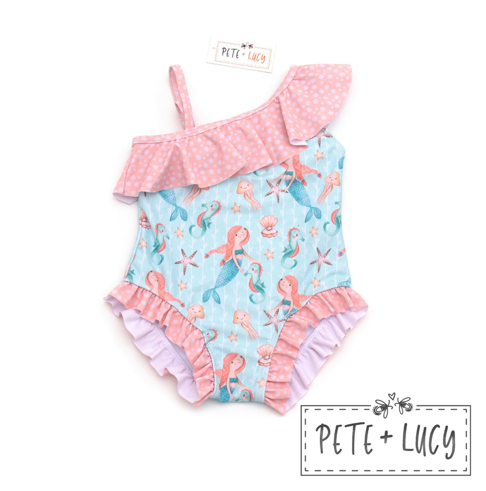 Mermaid and friends one piece swimsuit