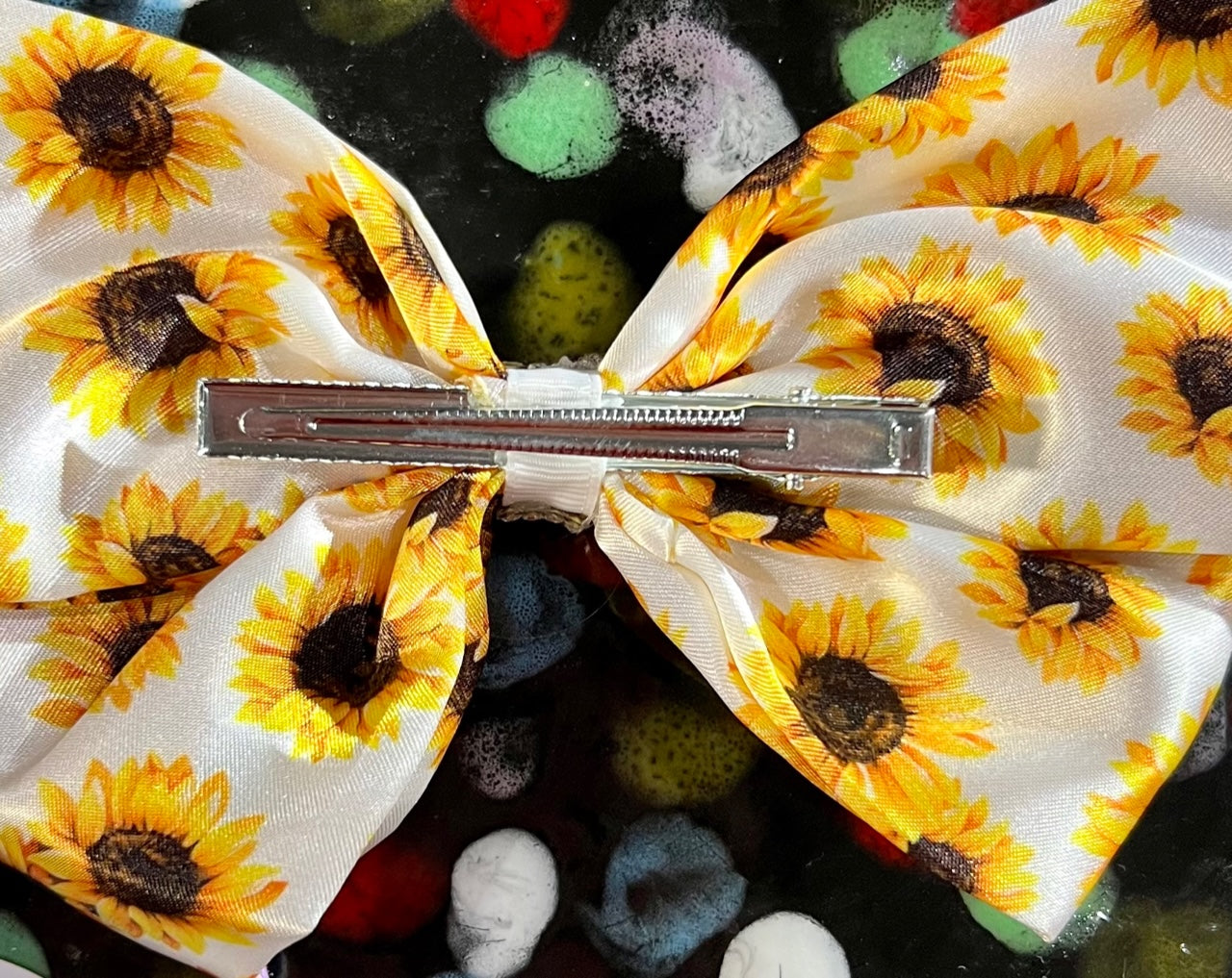 8" Sunflower and Rhinestone Bow