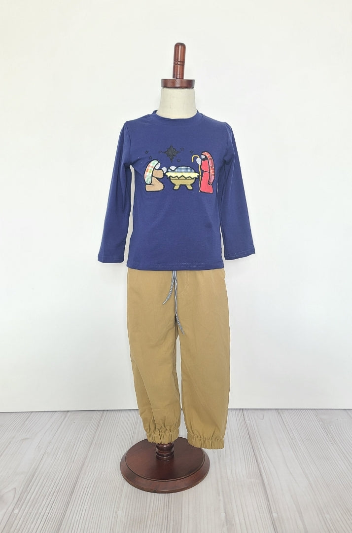 Navy Boy Nativity 2 Piece Pant Set