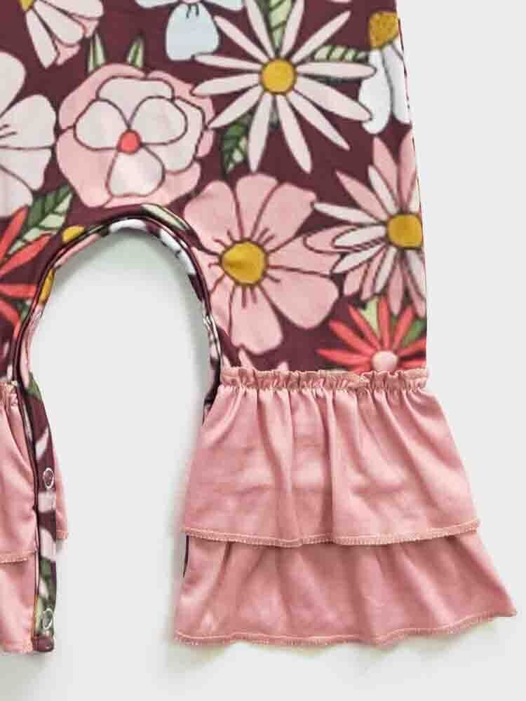 Garnet Blooms Girl's Romper