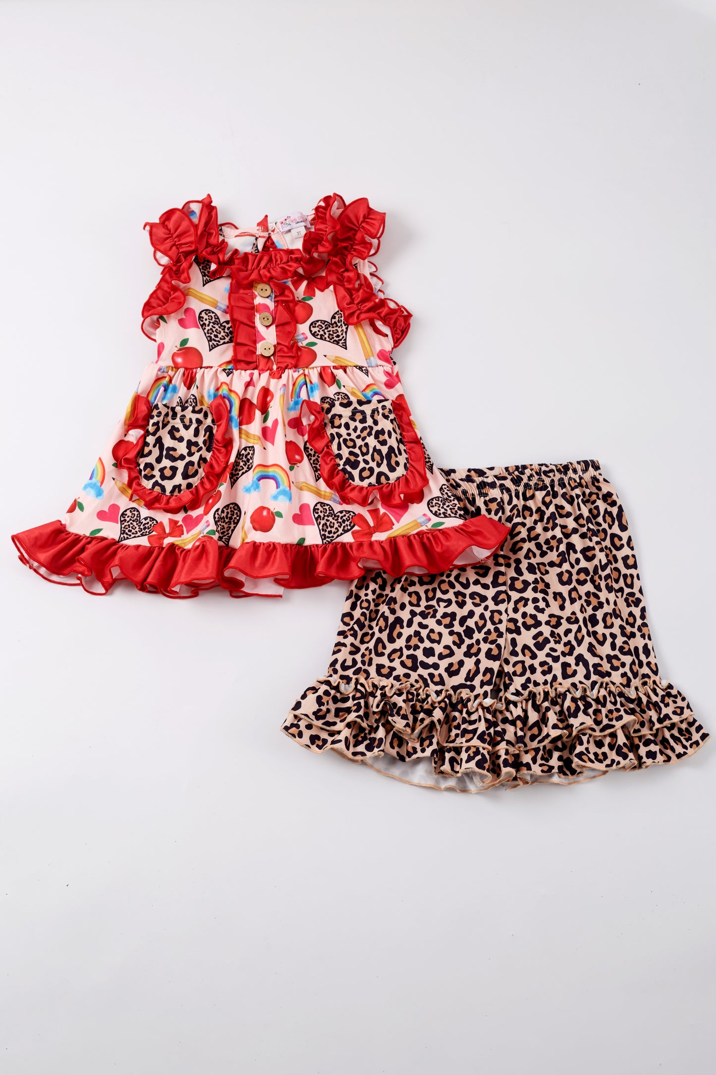 Love and Leopard 2 Piece Ruffled Short Set