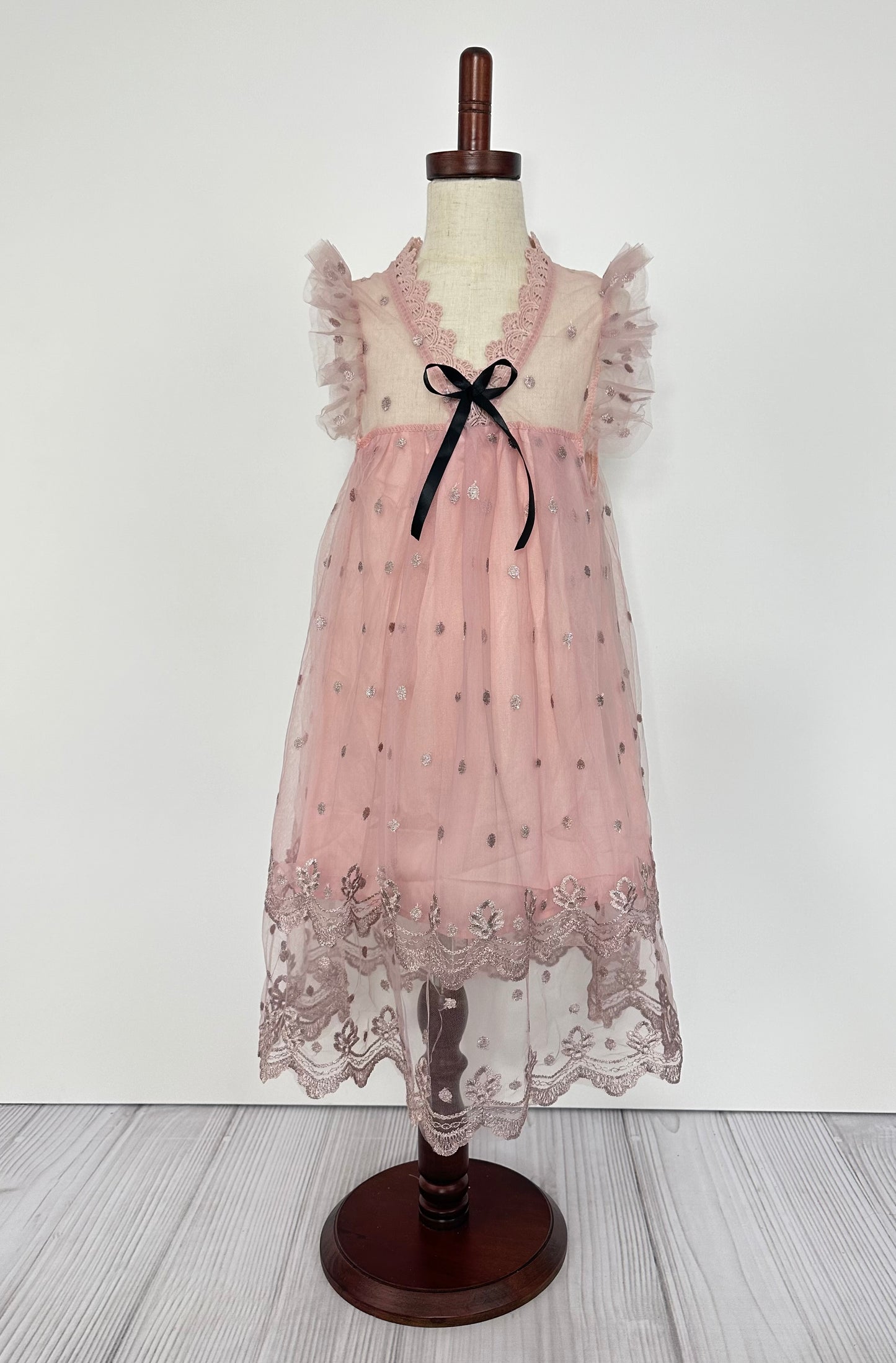 Dusty Mauve Tulle and Lace Dress