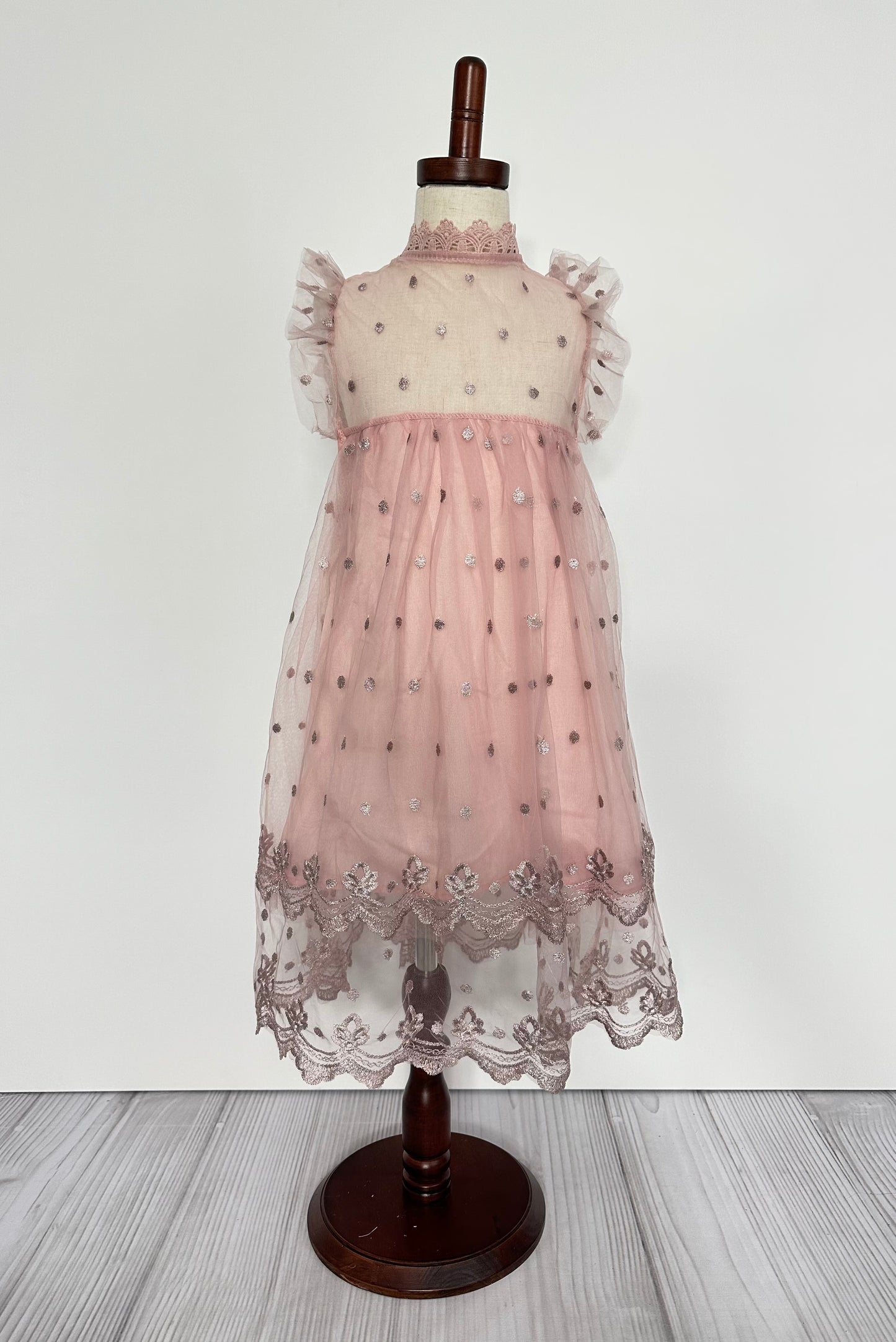 Dusty Mauve Tulle and Lace Dress