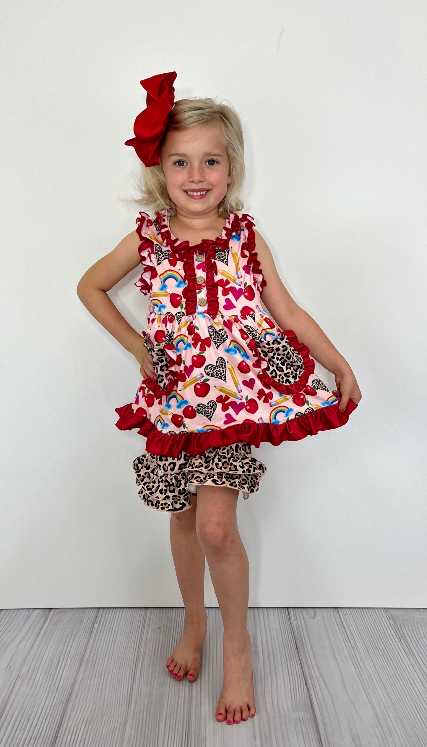 Love and Leopard 2 Piece Ruffled Short Set