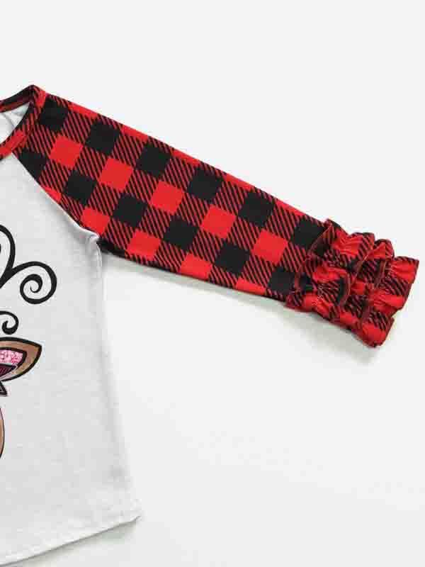 Reindeer Girl Ruffled Raglan Shirt