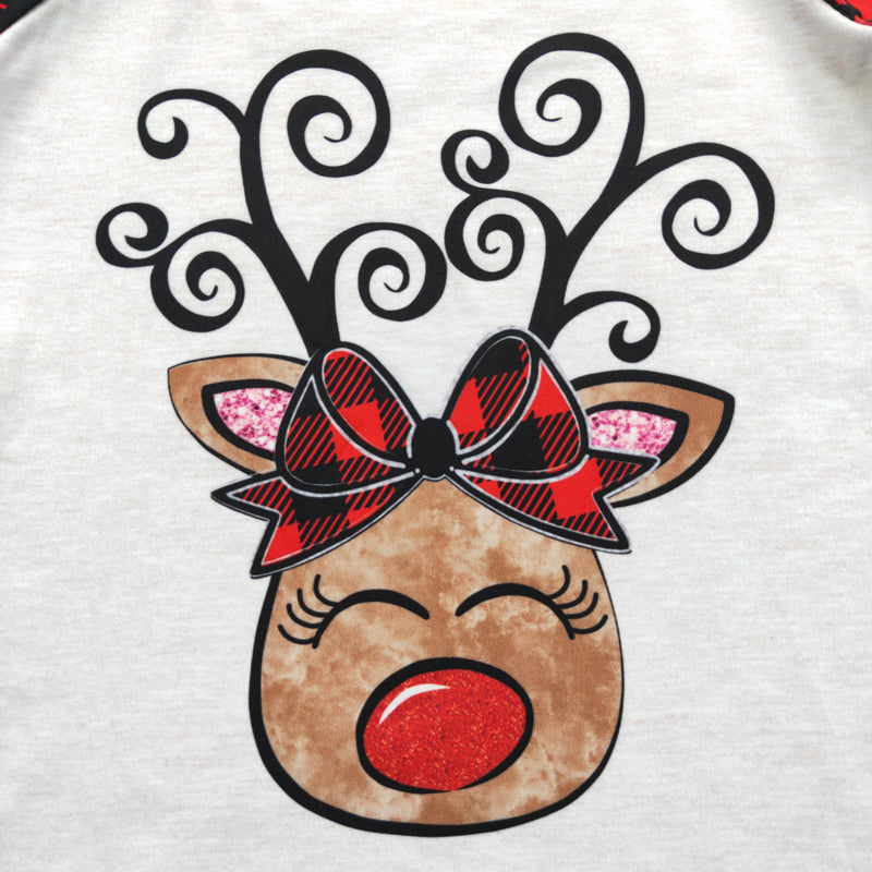 Reindeer Girl Ruffled Raglan Shirt