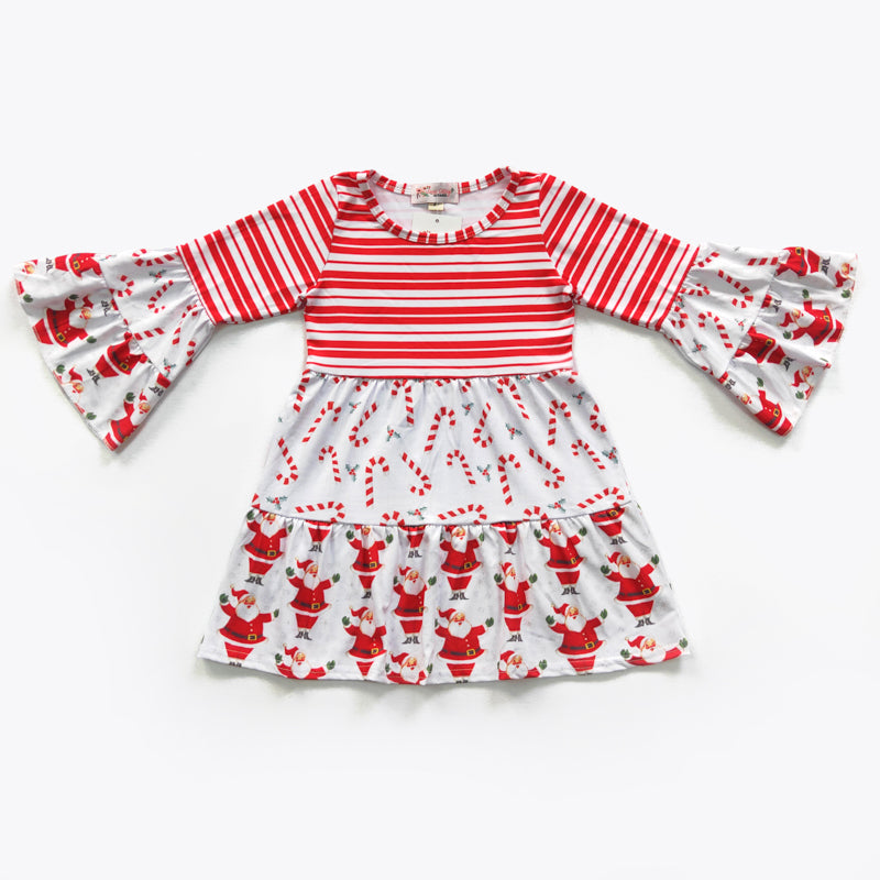 Candy Cane-Santa Triple Ruffle Dress