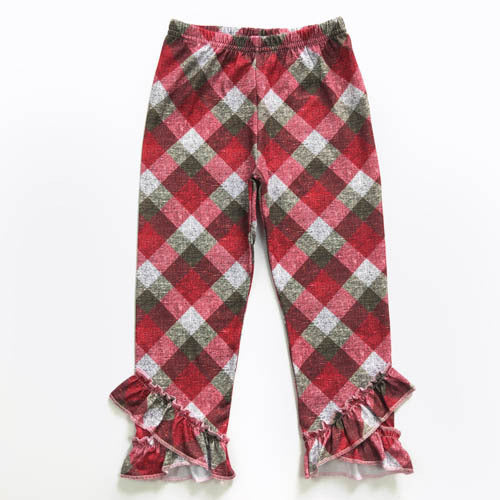 Reindeer Plaid 2-Pc Girl's Pants Set