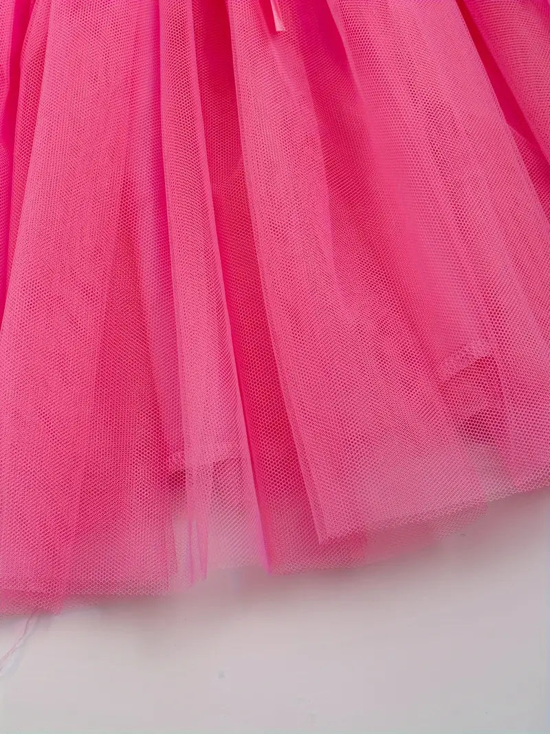 Peep-Love Flutter Sleeve Tulle Dress