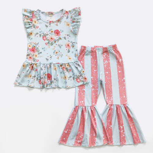 Aqua Blooms 2-pc Bell pant set