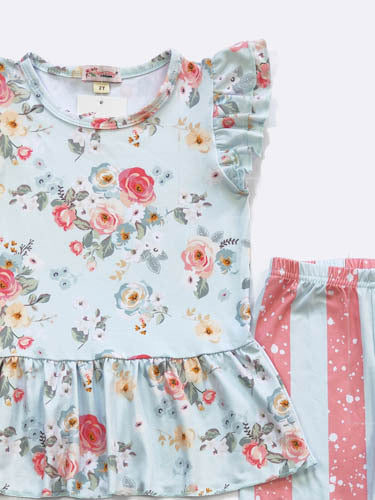 Aqua Blooms 2-pc Bell pant set