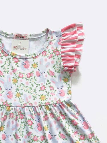 Berry Bunny Flutter Sleeve Dress