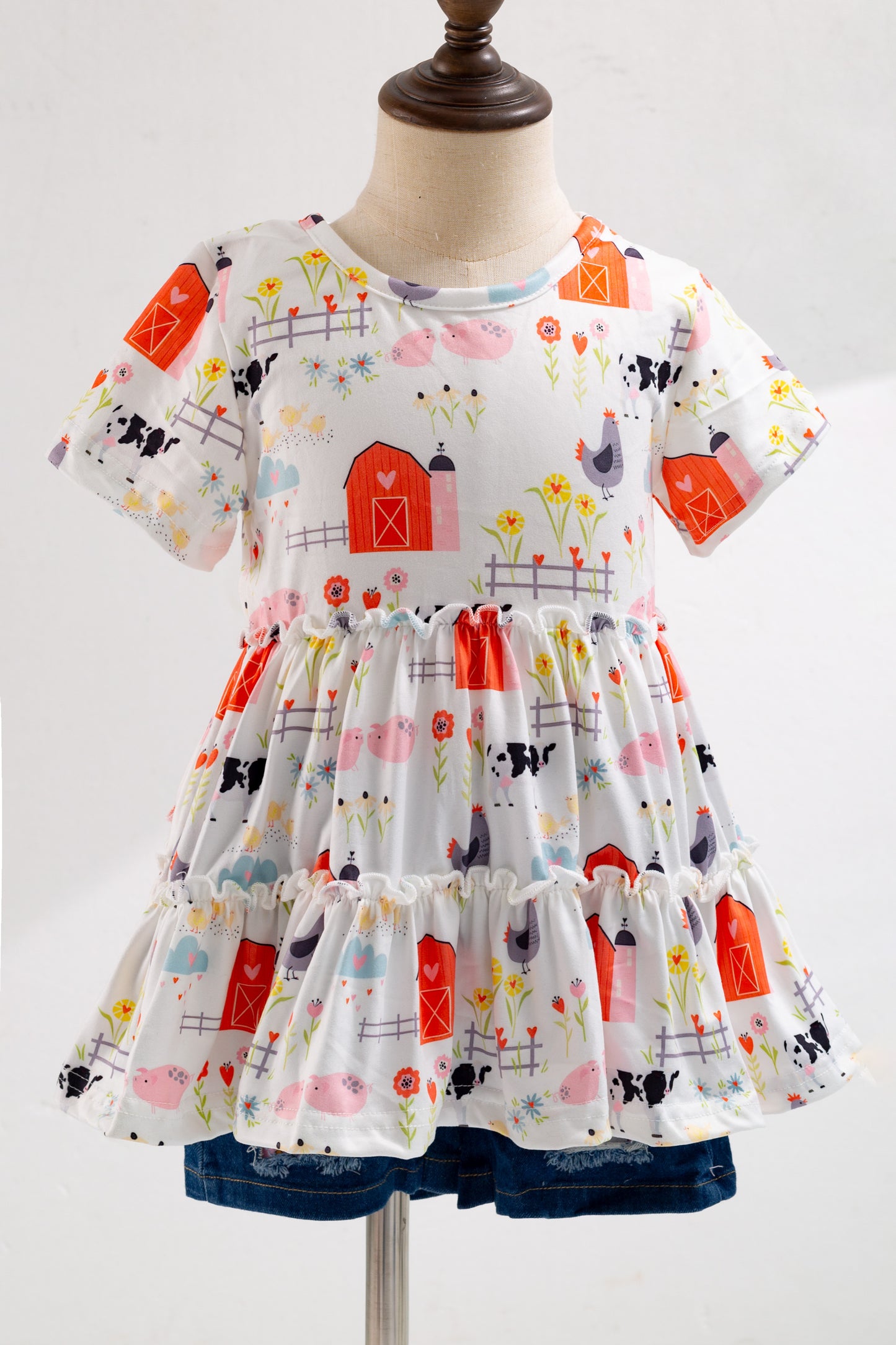 Fun at the Farm Girl's Boutique Denim Short Set