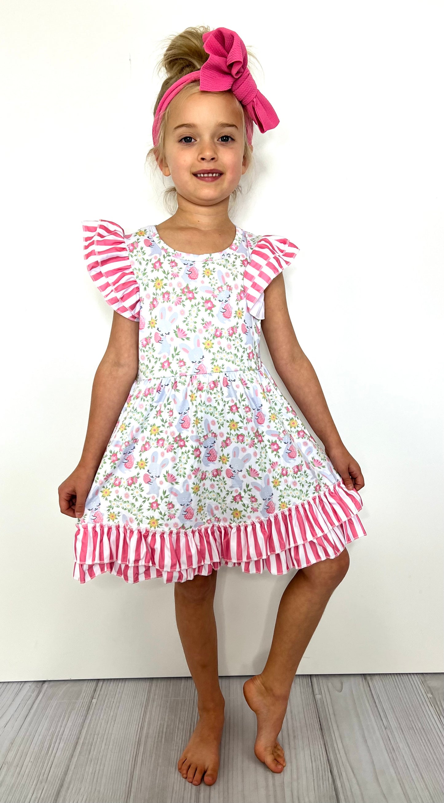 Berry Bunny Flutter Sleeve Dress
