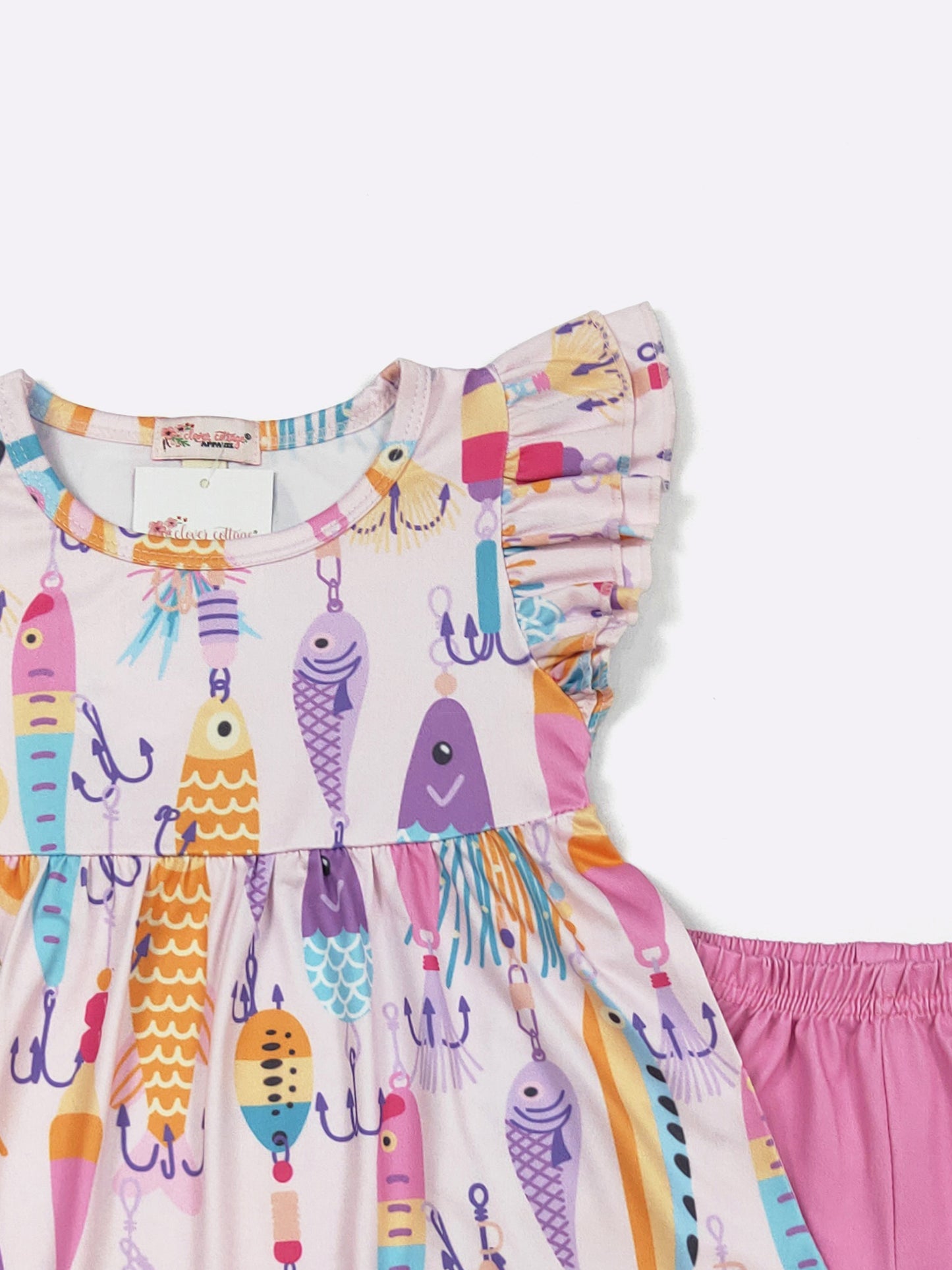 "Let's go fishing" Girls 2-piece short set