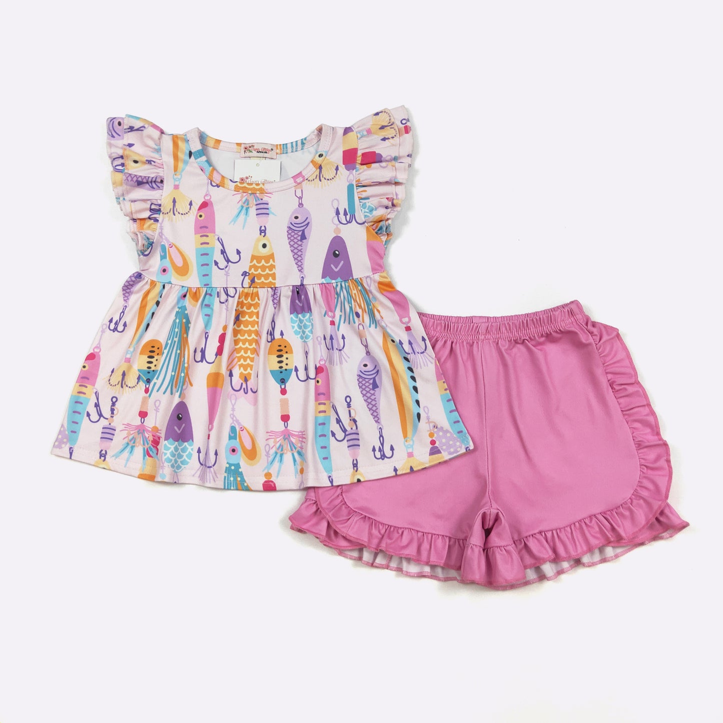 "Let's go fishing" Girls 2-piece short set
