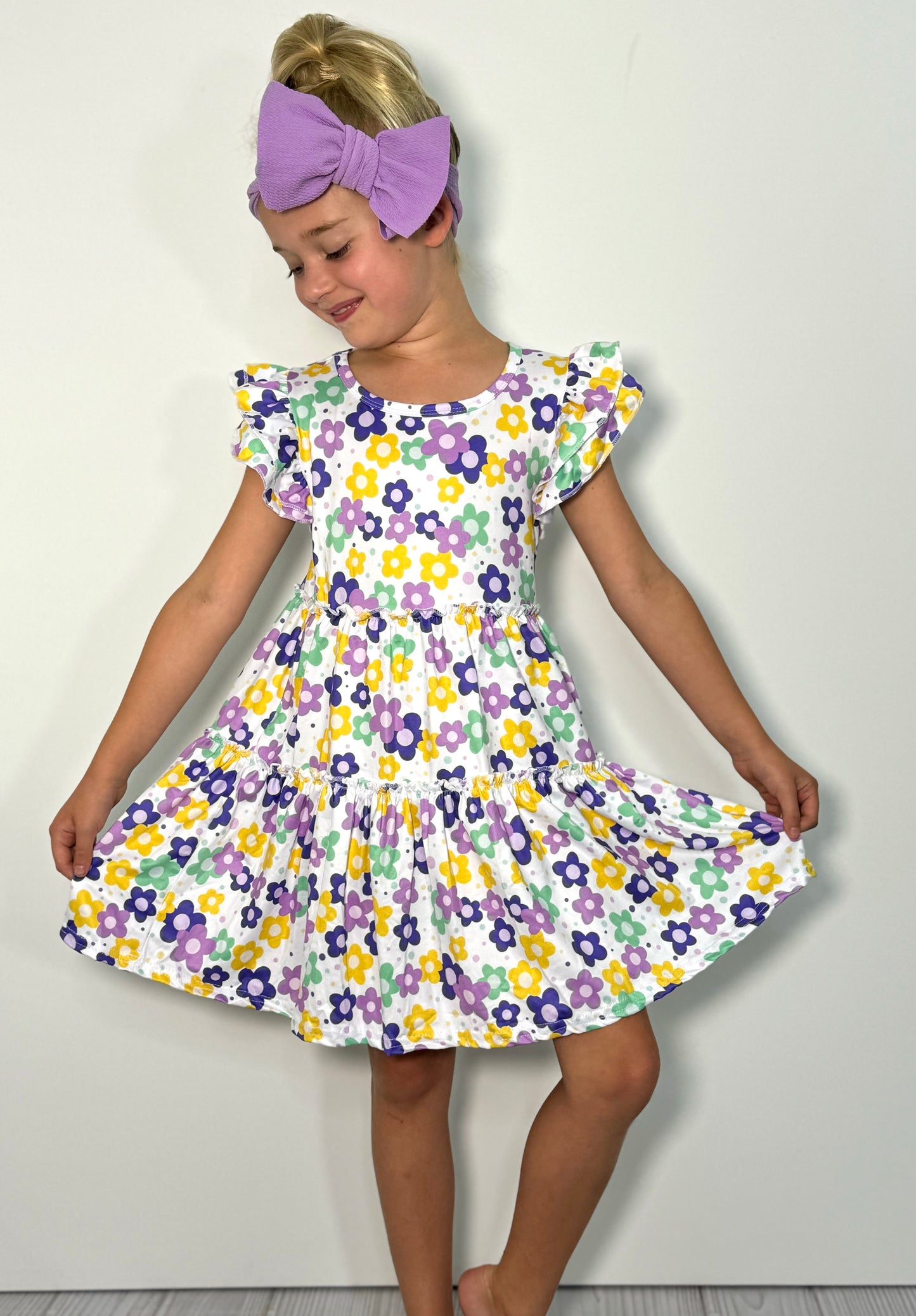 Violet Daisy A-line double ruffle dress