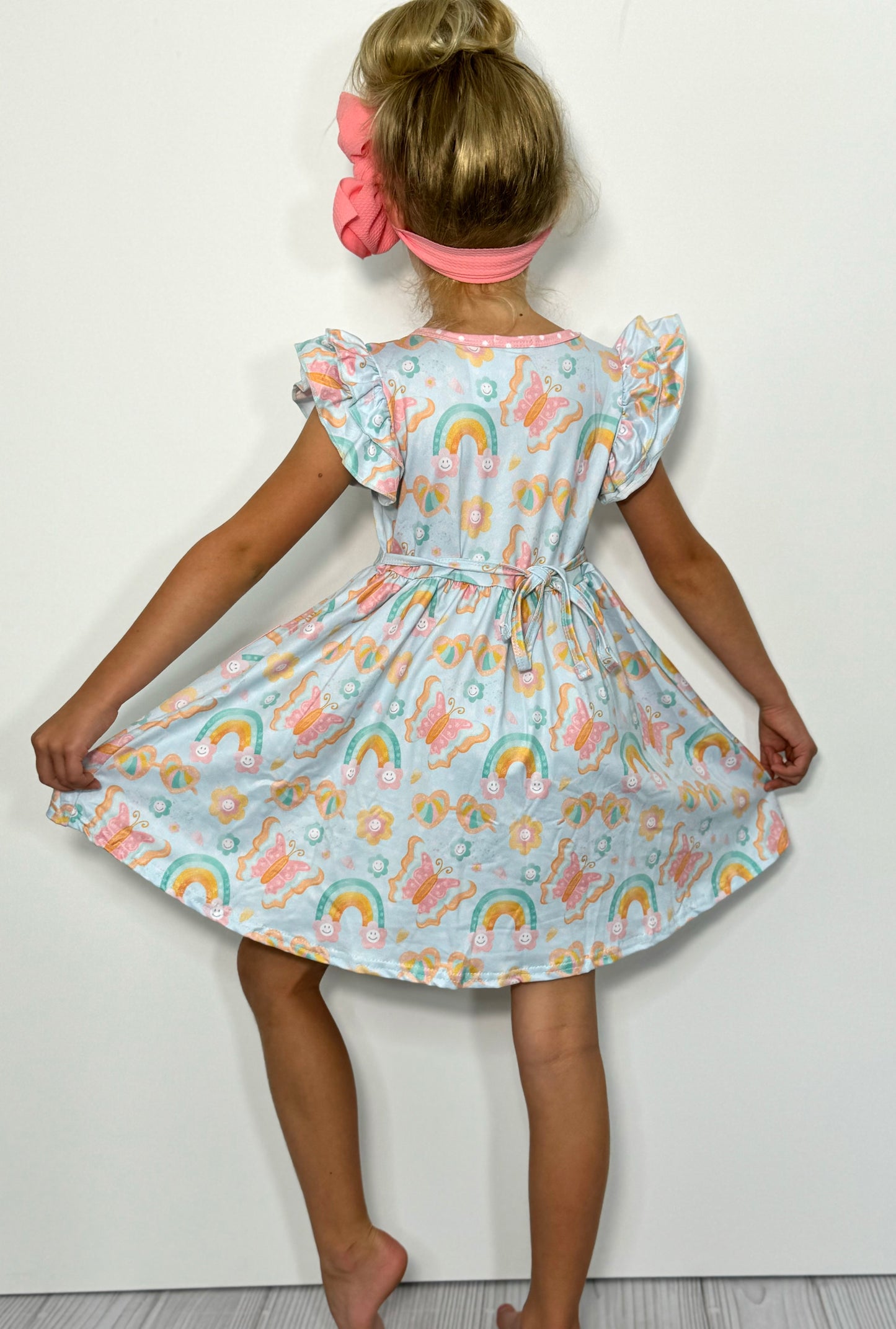 Summer Sky A-line Flutter sleeve dress