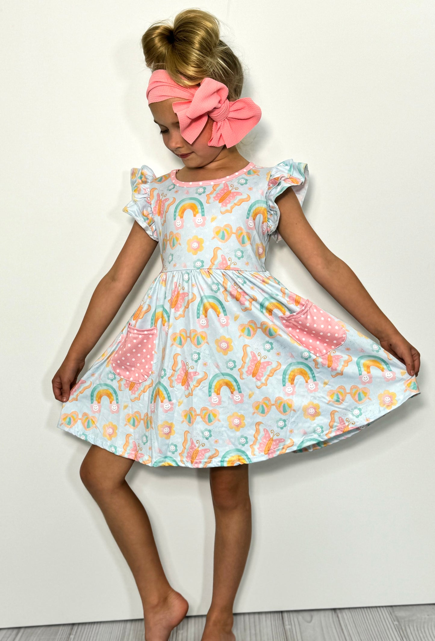 Summer Sky A-line Flutter sleeve dress