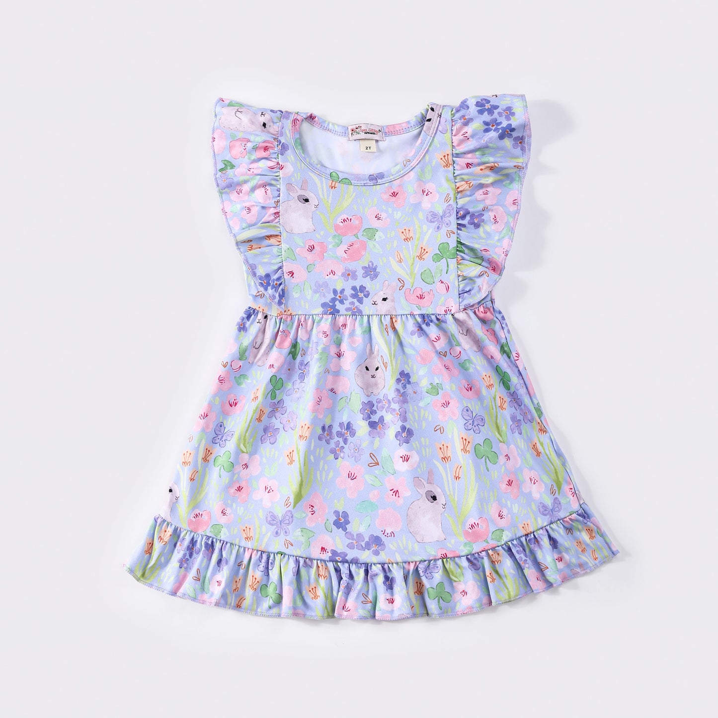 Periwinkle Bunny Flutter Sleeve Dress