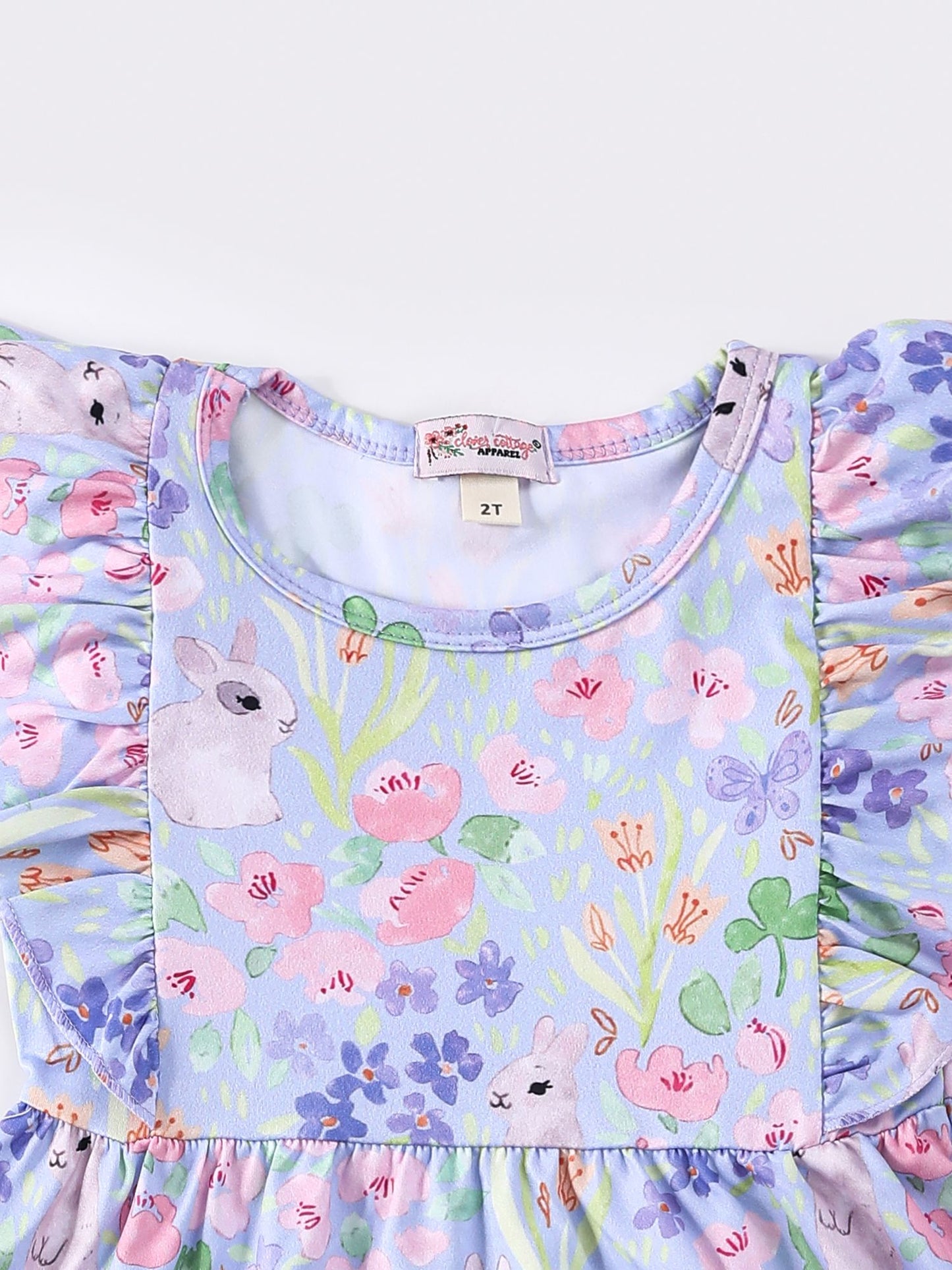 Periwinkle Bunny Flutter Sleeve Dress