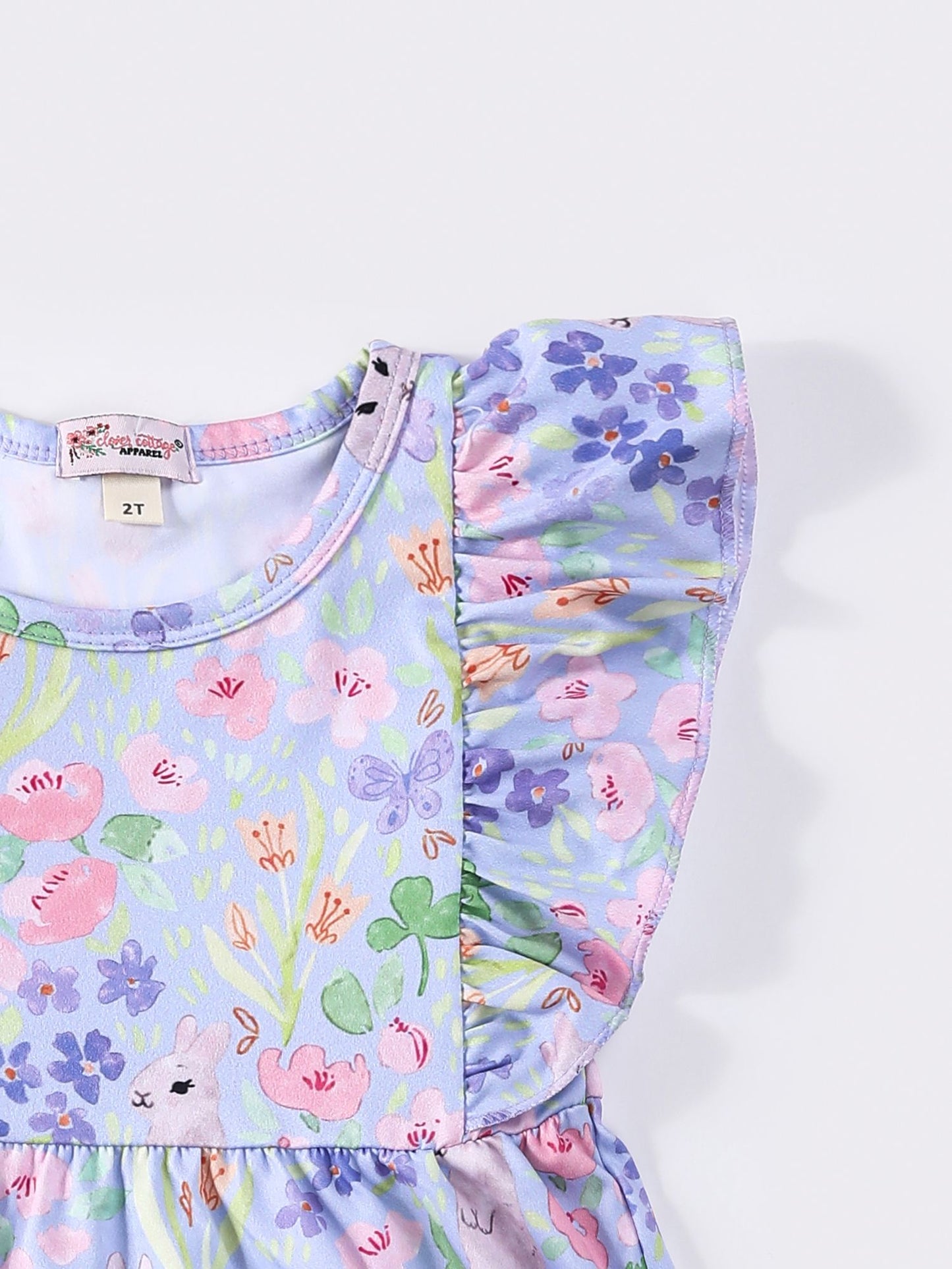 Periwinkle Bunny Flutter Sleeve Dress