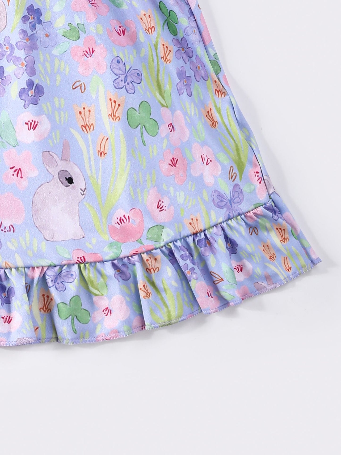Periwinkle Bunny Flutter Sleeve Dress