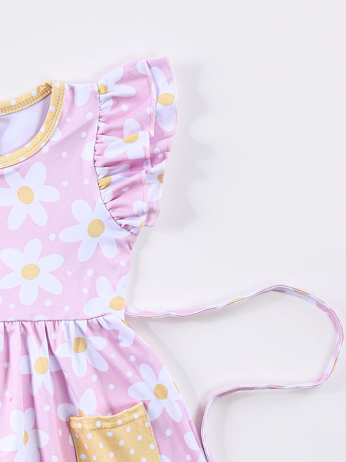 Pink Daisy flutter sleeve A-line dress