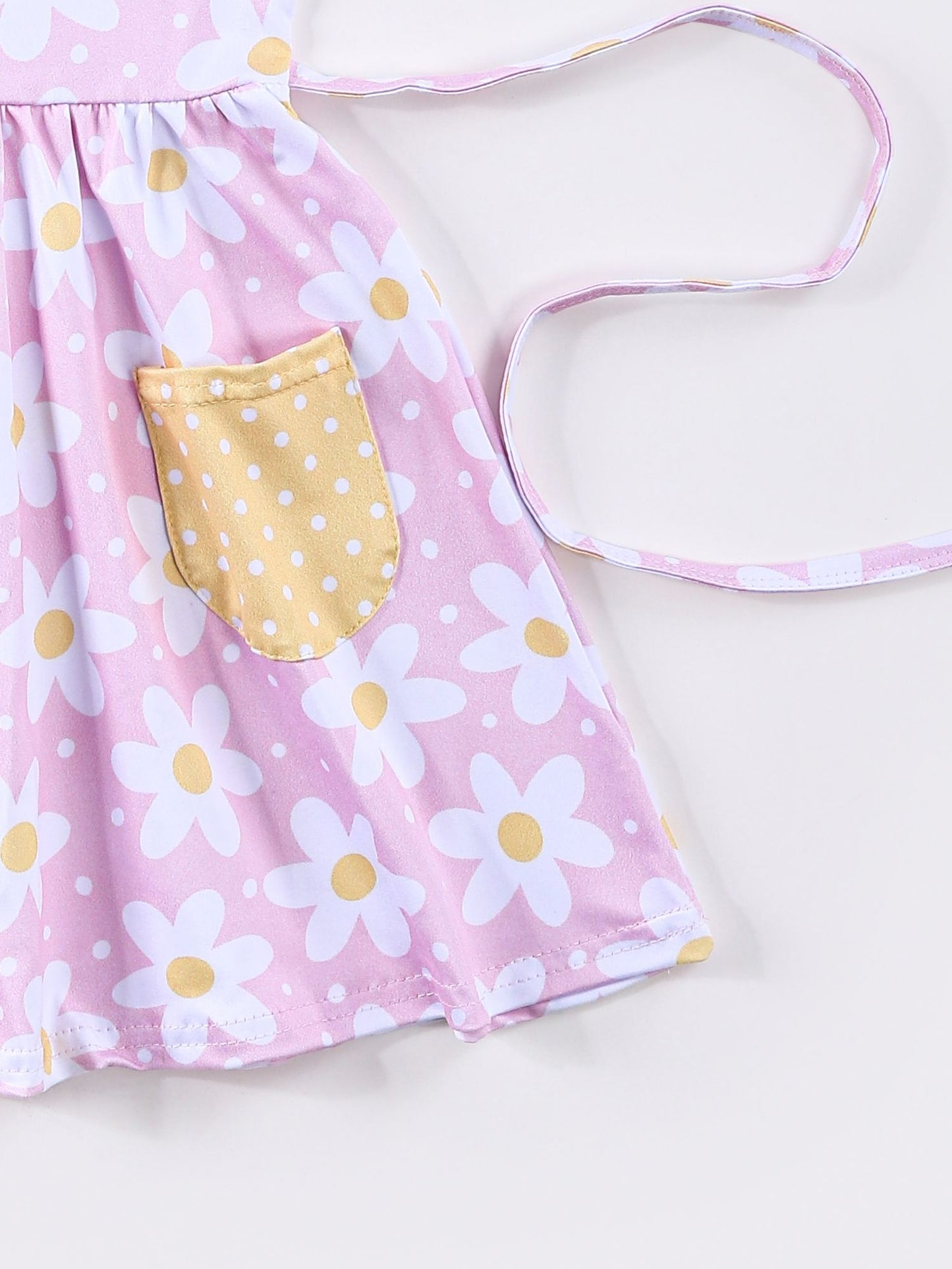 Pink Daisy flutter sleeve A-line dress