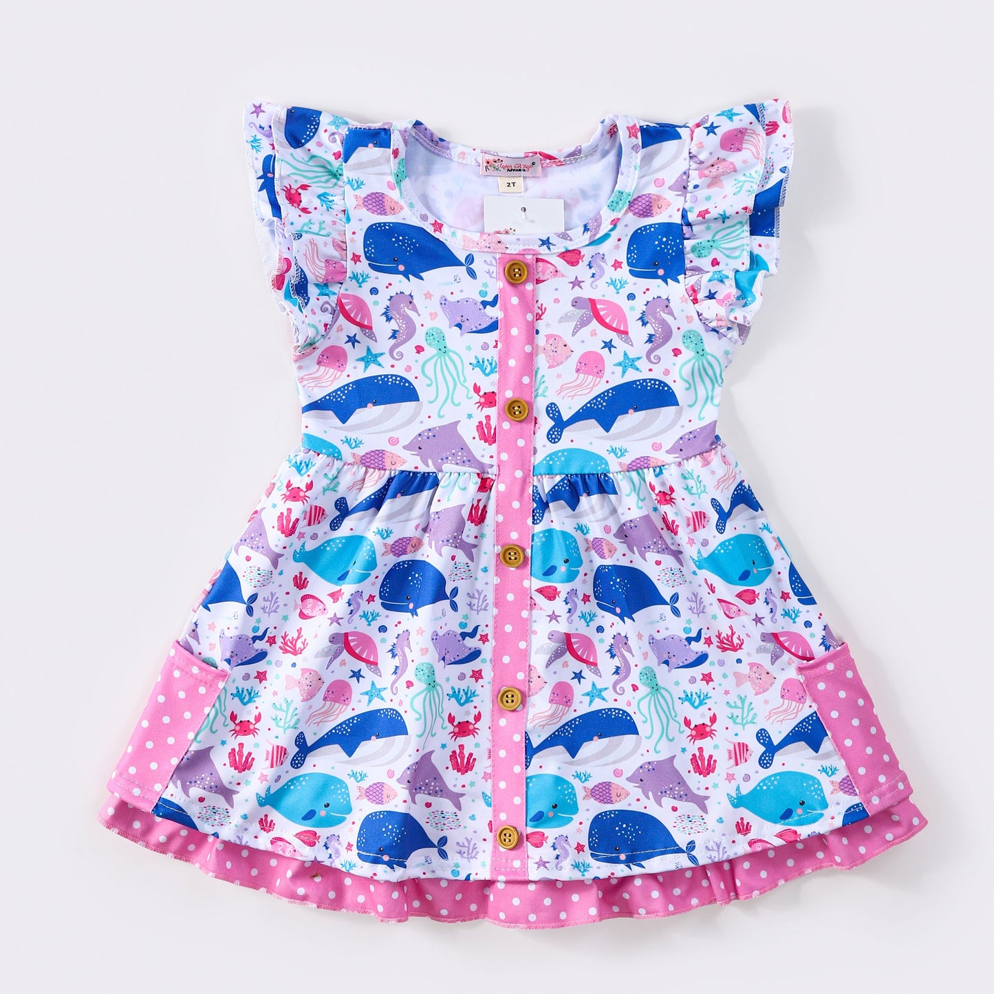 Ocean Tales Flutter Sleeve Dress