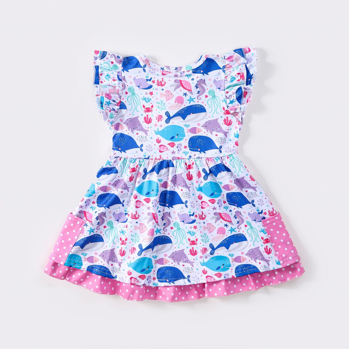 Ocean Tales Flutter Sleeve Dress