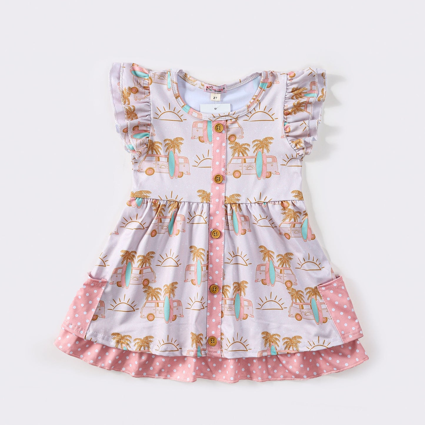 "Surf's Up" flutter sleeve pocket dress