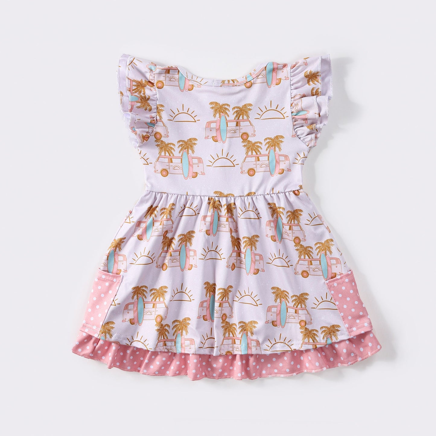 "Surf's Up" flutter sleeve pocket dress