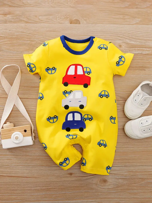 Get your little driver ready for the ride of their life with this adorable Cute-Cars Shortie Romper! Perfect for everyday wear, this romper features a cheery yellow background and a fleet of little cars. With its comfy fit and stylish designs, your kiddo will be ready for whatever adventures come their way! 🚗💨