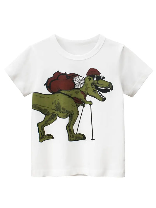 Experience the great outdoors with an extra dose of dino-style! This Outdoor Dinosaur Short Sleeve T-shirt is just the thing for outdoor enthusiasts - featuring an adorable dinosaur wearing camping gear, it won't be long before you'll be roaring with joy about your awesome new find!
