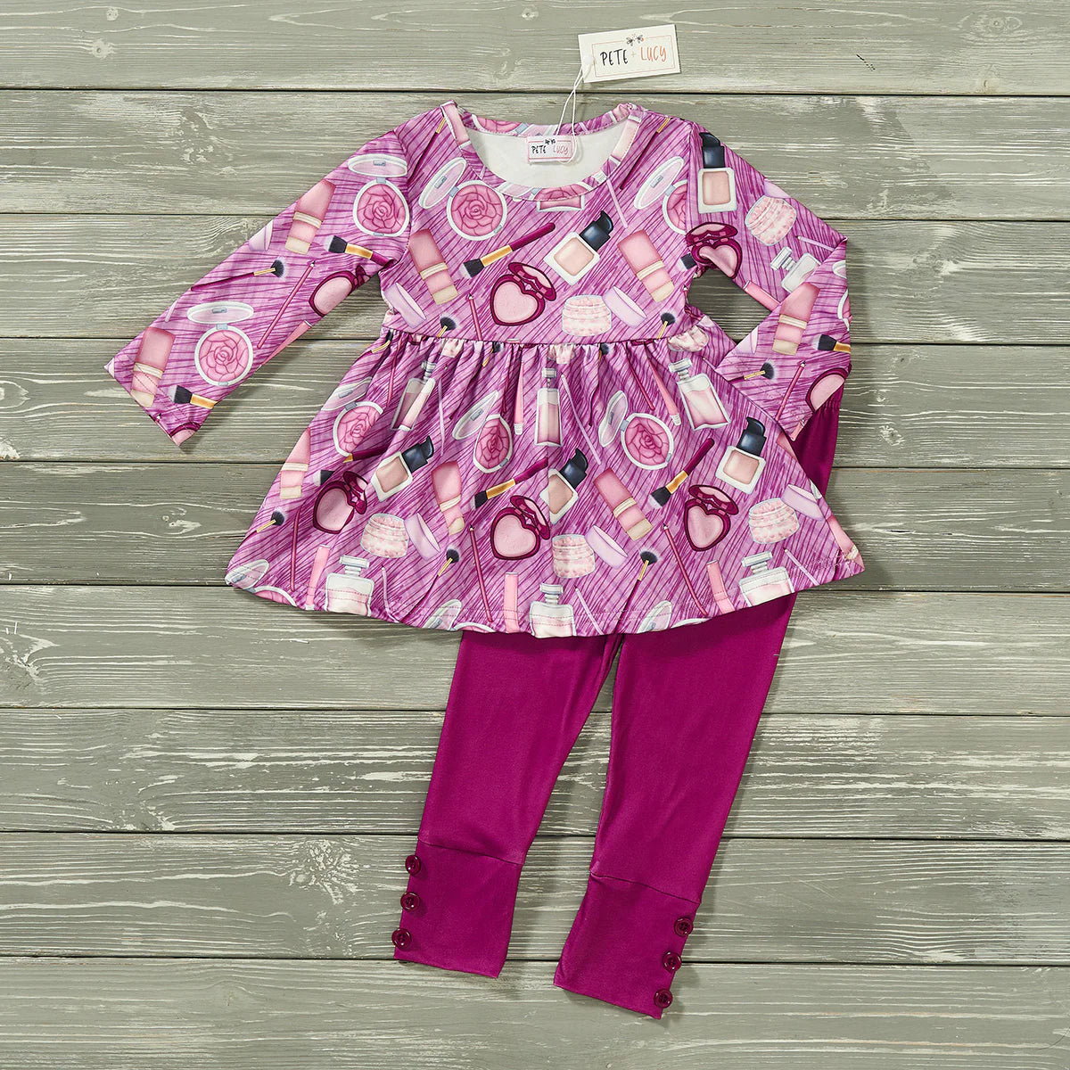 "Make your little princess the belle of the ball with our Delilah 2-pc long pant set! In a hot pink hue, this set is inspired by beauty and features a jewel neckline, long sleeves, garterized waist, and straight cut. Don't forget the cute button accent! 💄👑"