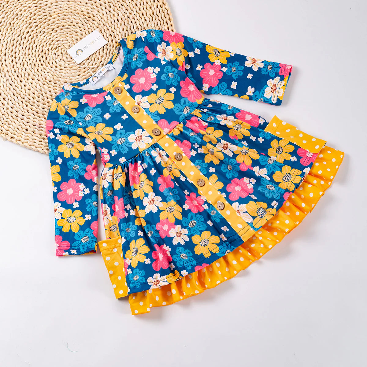 Floral Fun A-line long sleeve dress