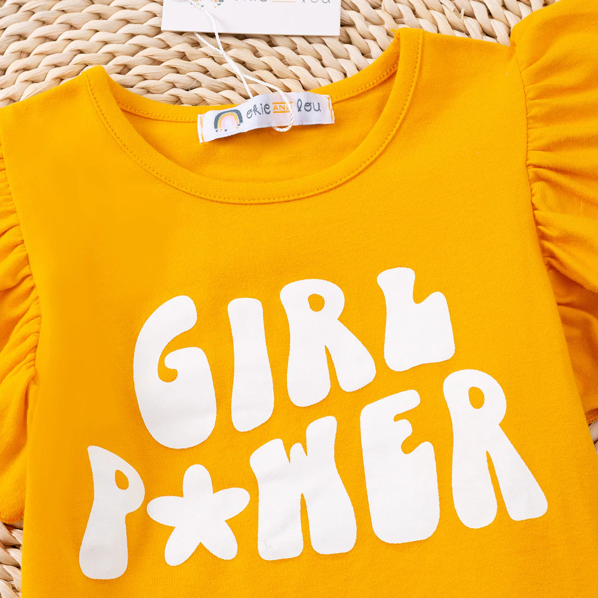Girl Power Flutter sleeve bell pant set