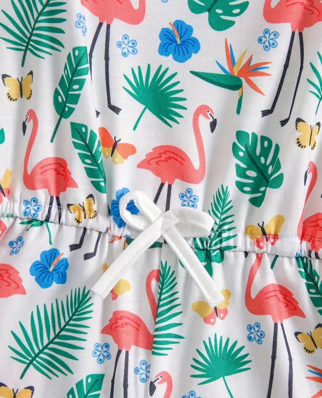 Girl's Tropical print Sleeveless Romper