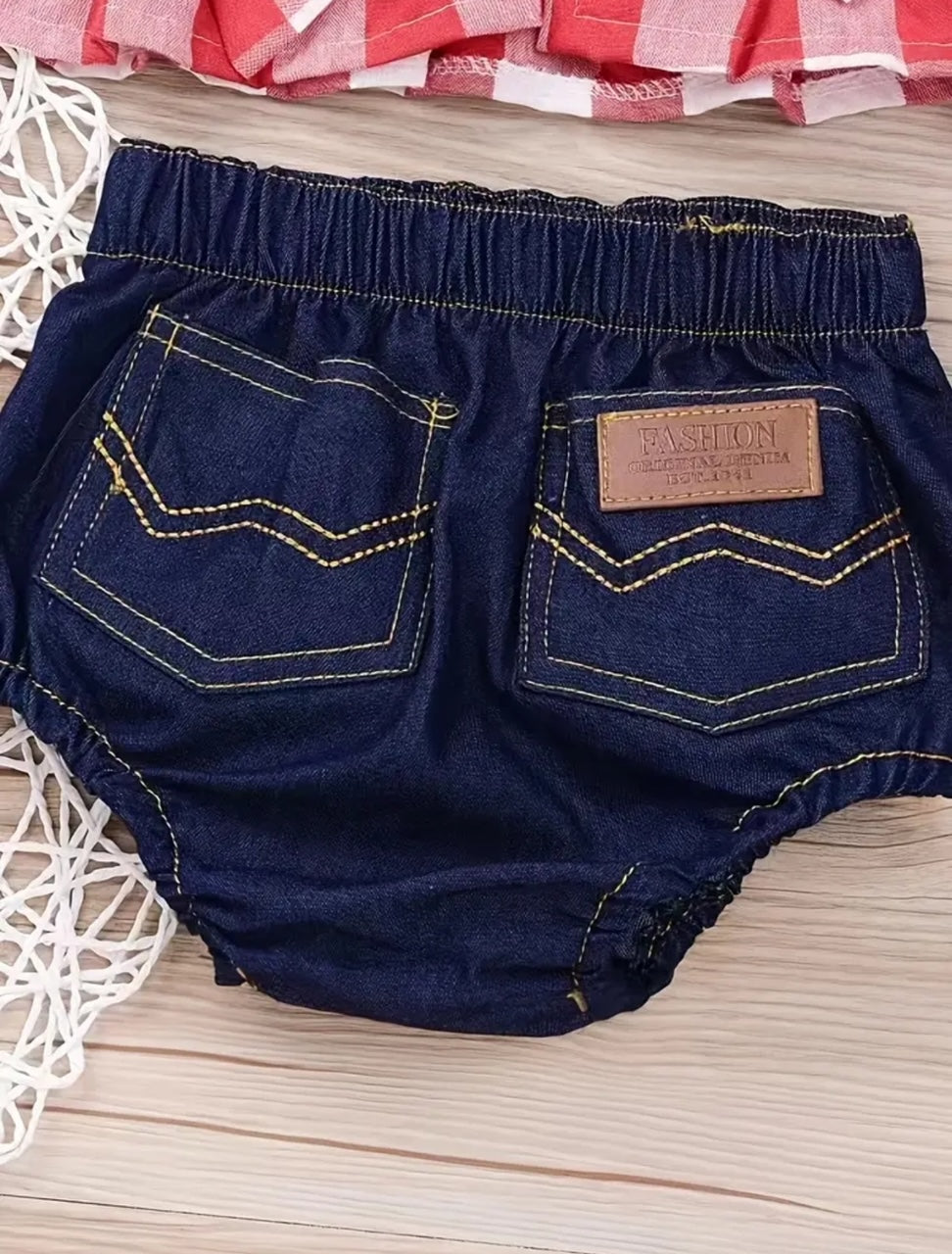 "Sunday Funday" 3 Pc Plaid and Denim Bummie Set
