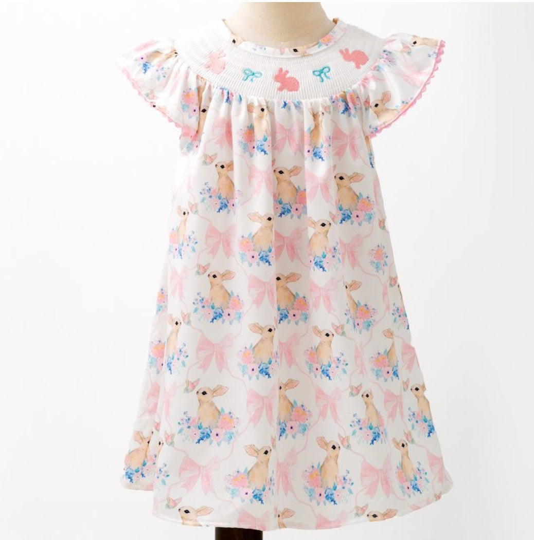 Bunny Bow Smocked Dress