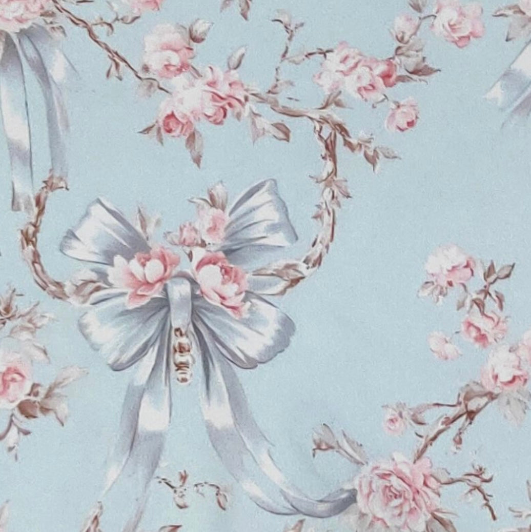 Blue Rose and Hint of Pink Long Sleeve Dress