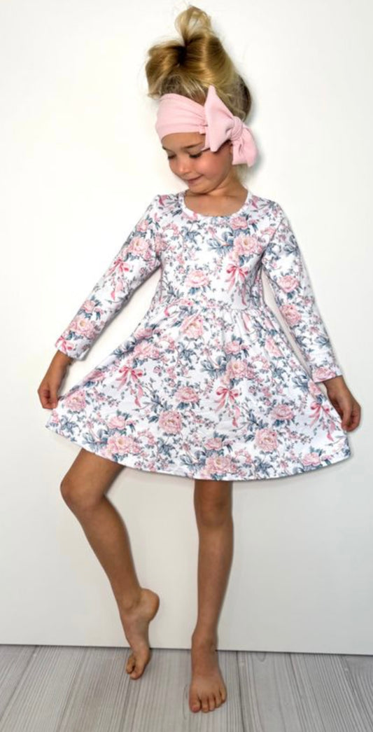Ribbon Whisper Girl's Long Sleeve Dress