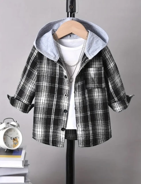 Plaid Hooded Long Sleeve Shirt/Jacket